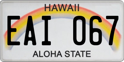 HI license plate EAI067