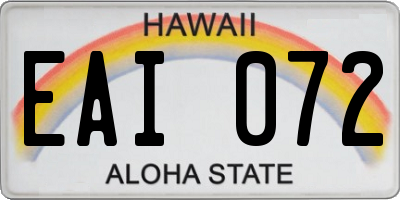 HI license plate EAI072