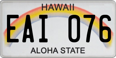 HI license plate EAI076