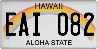 HI license plate EAI082