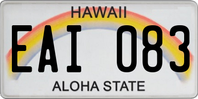 HI license plate EAI083