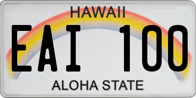 HI license plate EAI100