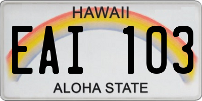 HI license plate EAI103