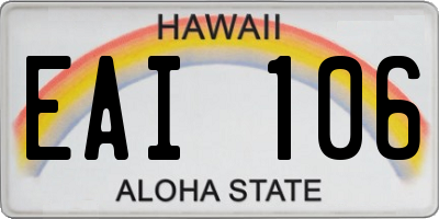 HI license plate EAI106