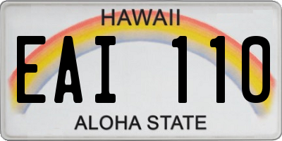 HI license plate EAI110