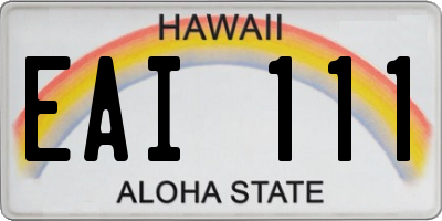 HI license plate EAI111