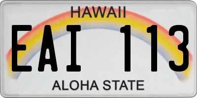 HI license plate EAI113