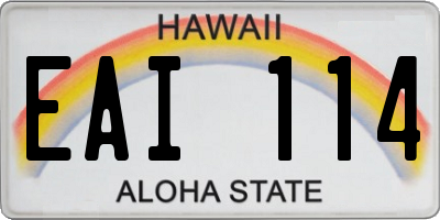 HI license plate EAI114