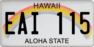 HI license plate EAI115