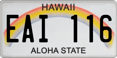 HI license plate EAI116