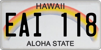 HI license plate EAI118