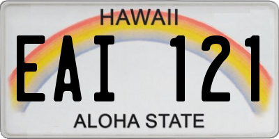 HI license plate EAI121