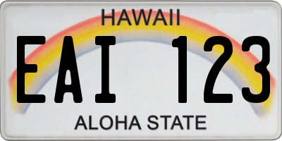 HI license plate EAI123