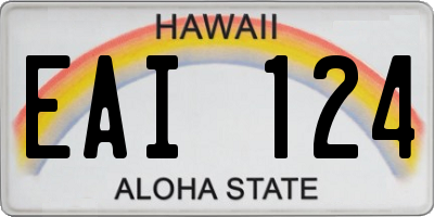 HI license plate EAI124