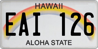 HI license plate EAI126