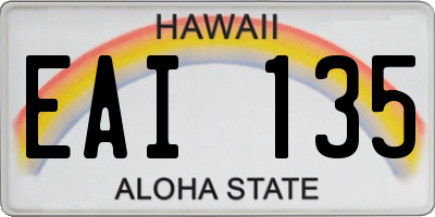 HI license plate EAI135