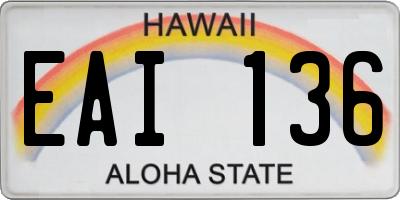 HI license plate EAI136