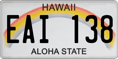 HI license plate EAI138