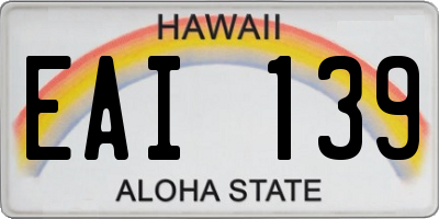 HI license plate EAI139