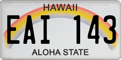 HI license plate EAI143