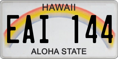 HI license plate EAI144