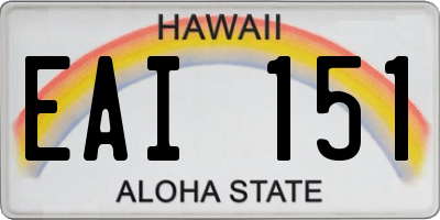 HI license plate EAI151