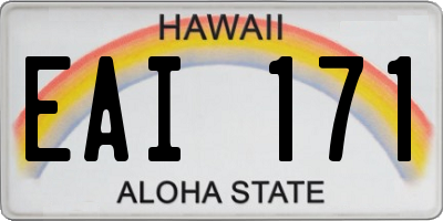 HI license plate EAI171