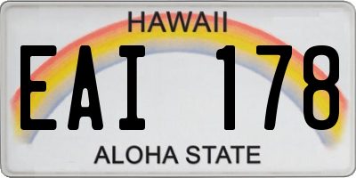 HI license plate EAI178