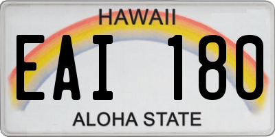 HI license plate EAI180