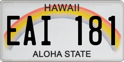 HI license plate EAI181