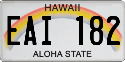 HI license plate EAI182