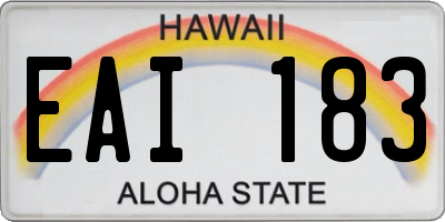 HI license plate EAI183