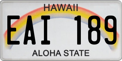 HI license plate EAI189