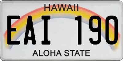 HI license plate EAI190