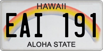 HI license plate EAI191