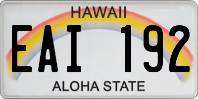 HI license plate EAI192