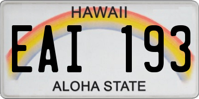 HI license plate EAI193