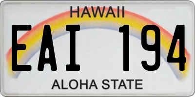 HI license plate EAI194