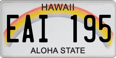 HI license plate EAI195