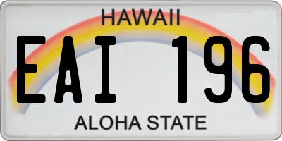 HI license plate EAI196