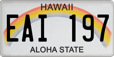 HI license plate EAI197