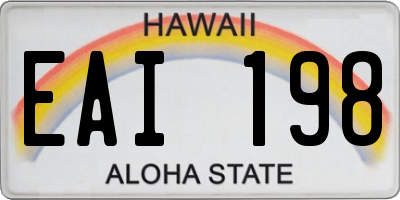 HI license plate EAI198