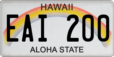 HI license plate EAI200