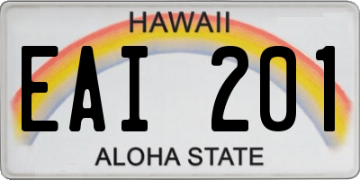 HI license plate EAI201