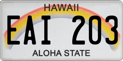 HI license plate EAI203