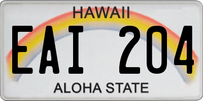 HI license plate EAI204