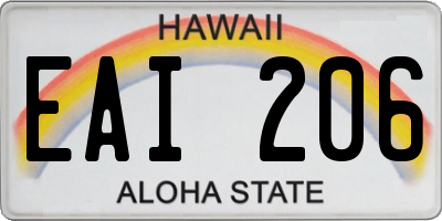 HI license plate EAI206