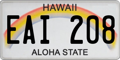 HI license plate EAI208