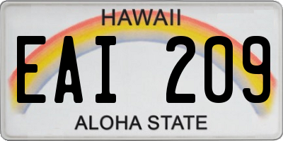 HI license plate EAI209