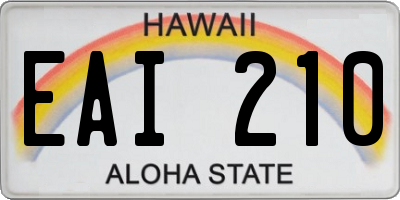 HI license plate EAI210